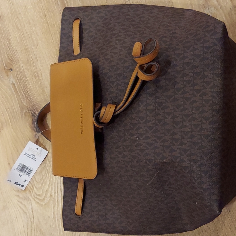 Michael Kors Junie MD Flap Backpack Brown purse